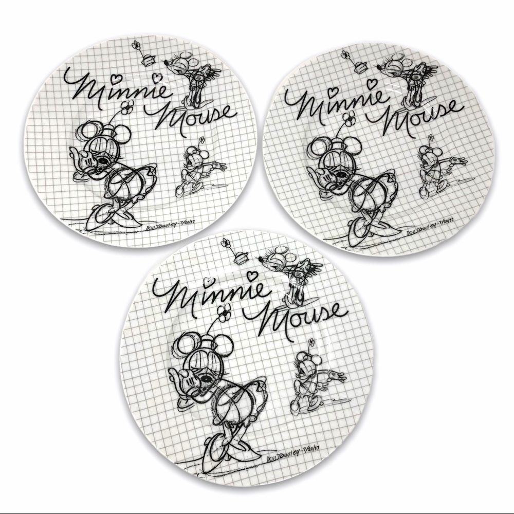 NEW DISNEY Sketchbook MINNIE Salad Plate, Set of 3